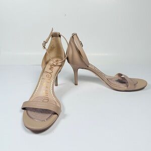 Sam Edelman Beige Ankle-Strap Stiletto Sandals